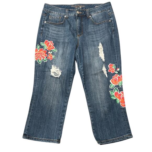 Melissa McCarthy Seven7 Denim - Melissa McCarthy Seven7 Women's Flower Embroidered Distressed Jean Size 14W